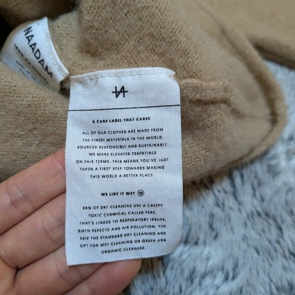 Naadam 100% Cashmere Boatneck Sweater Lightweight Cropped Tan Brown XS - Picture 4 of 9